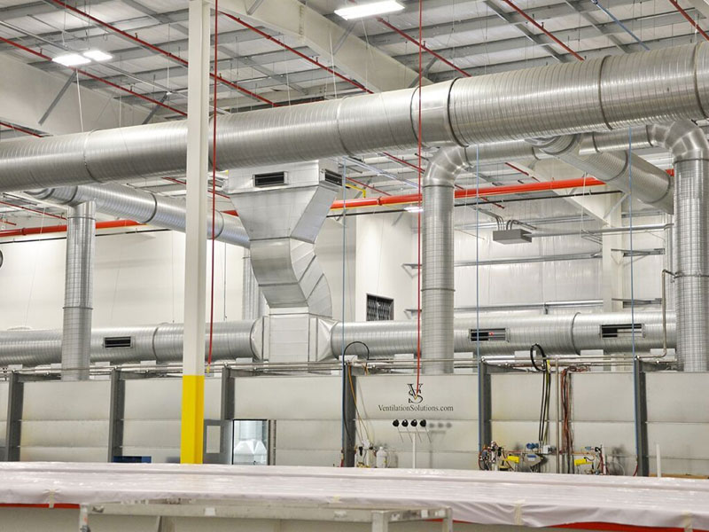 Lighting and ventilation systems play an important role in creating an efficient and safe working environment for an automotive factory.