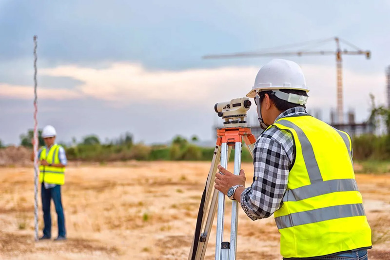 Measuring terrain at construction site