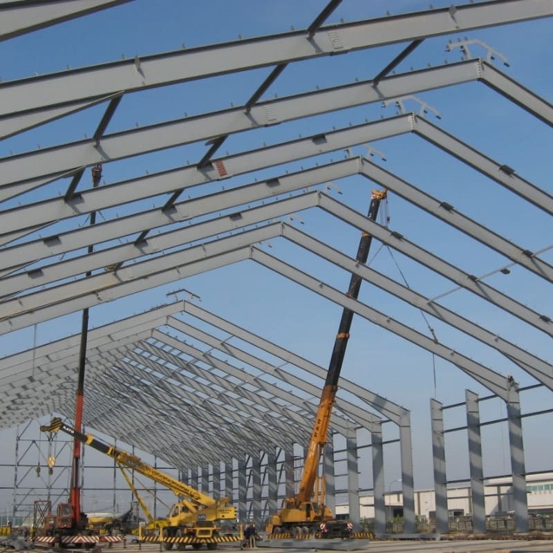 Beams are installed to form the load-bearing frame