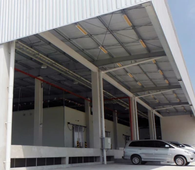 canopy roofs of a factory